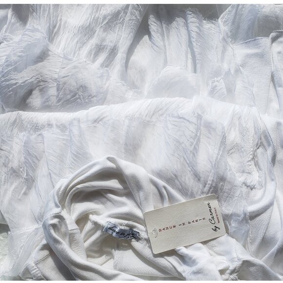 White Italian Silk Skirt with ruffles cascading BNWT - Picture 6 of 6